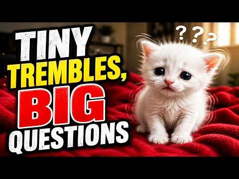white kitten shaking and trembling on red blanket why is my cat shaking